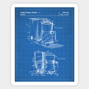 Coffee Maker Patent - Coffee Lover Kitchen Cafe Decor Art - Blueprint Sticker